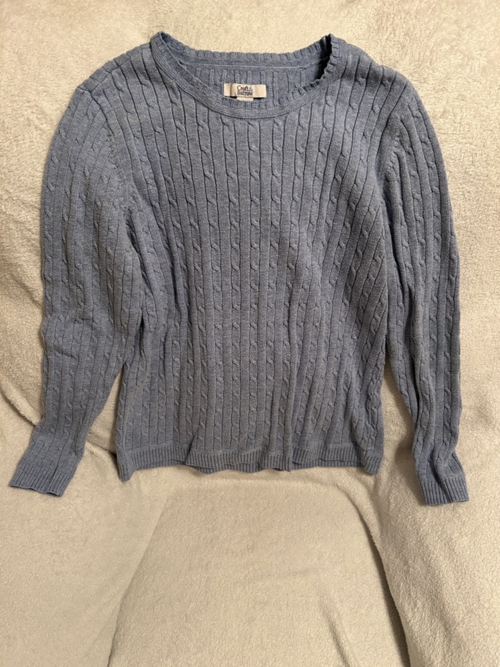 croft & barrow Dusty Blue Cable Crewneck Sweater